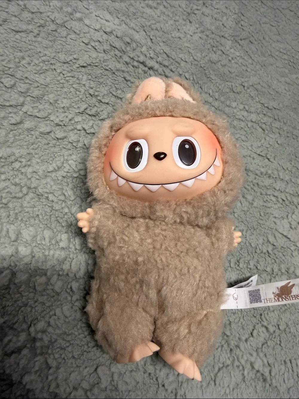 Labubu popmart Plush Small Pet Toy - Beige Fuzzy Creature